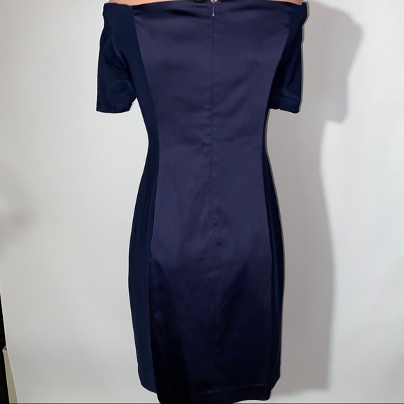 NEW Lauren Ralph Lauren Navy off shoulder satin sheath dress size 6 - Picture 15 of 16